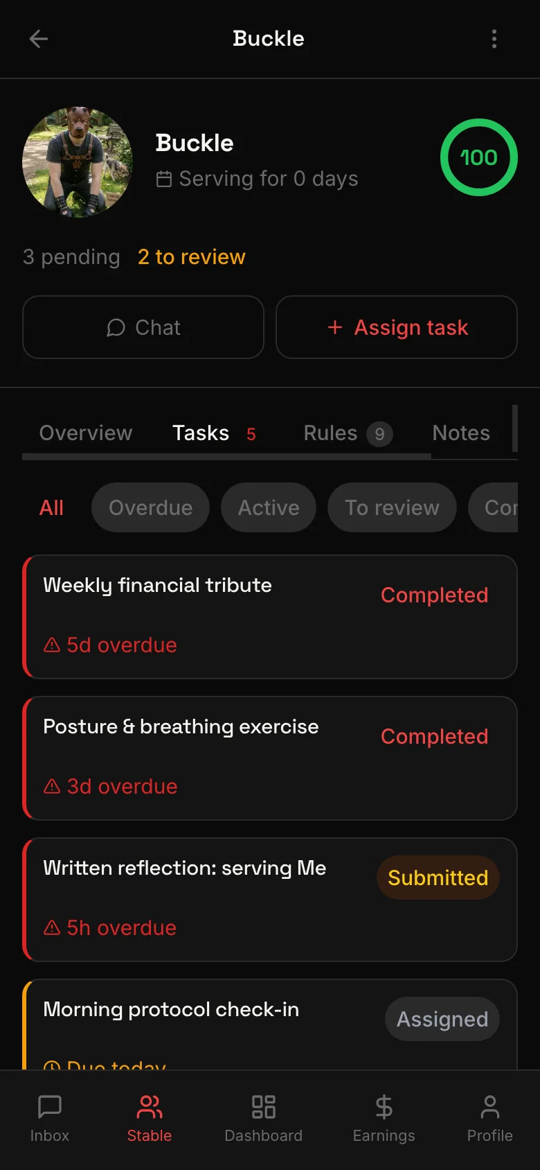 screenshot: Task review — submission preview with approve and reject buttons